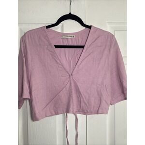 Abercrombie & Fitch Light Lavender Cropped Tie-Front Top